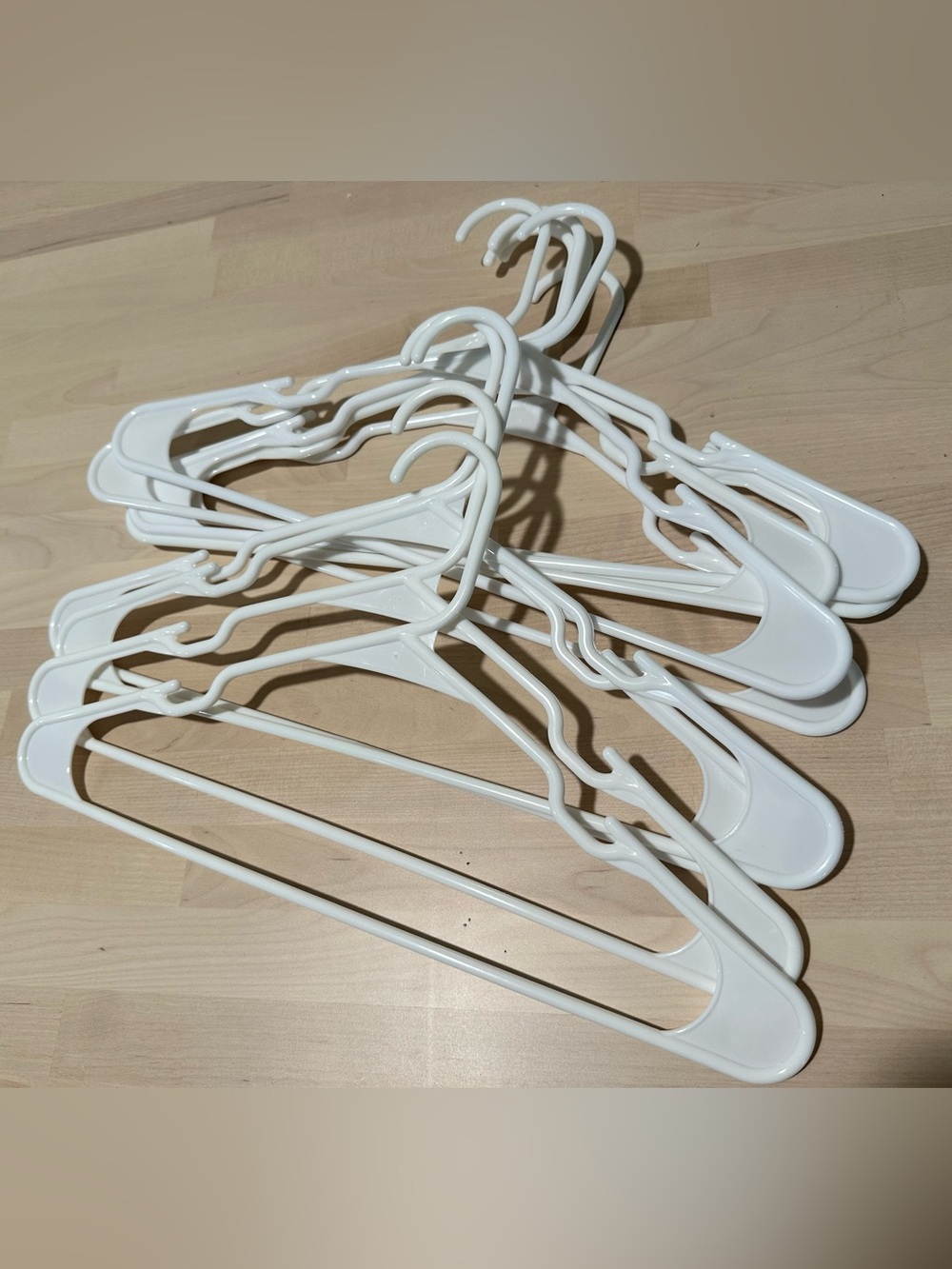 Set of 10 White Plastic Clothing Hangers